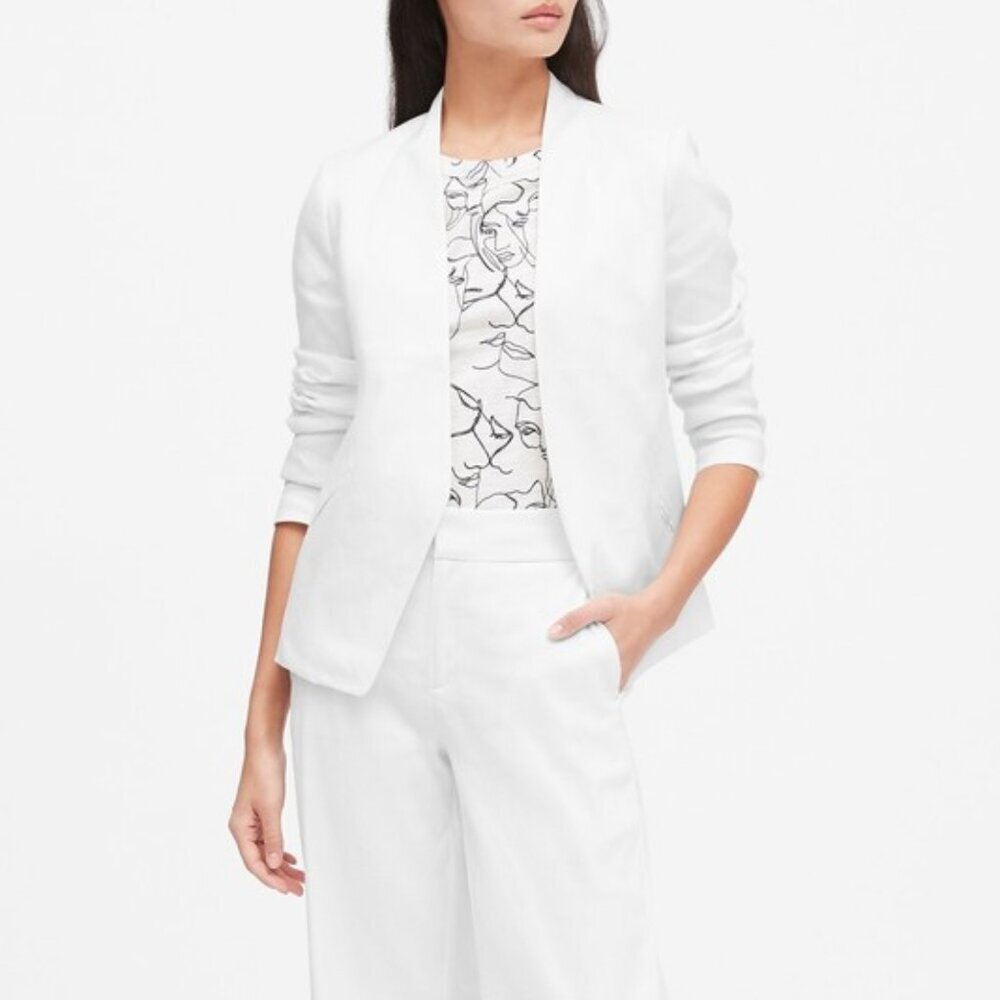 NEW Eileen Fisher Corded Tencel Simple Blazer White